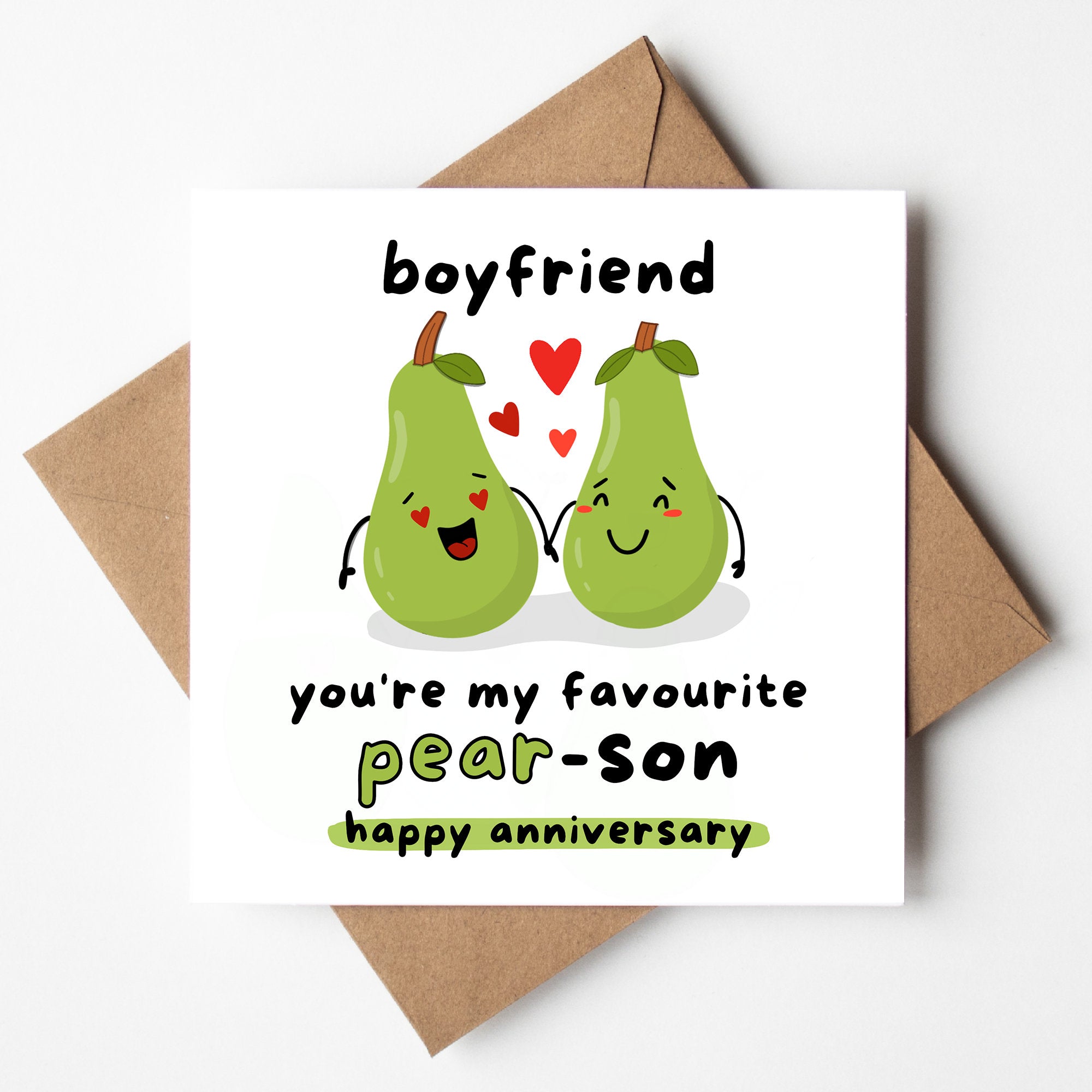 Boyfriend You're My Favourite Pear-son, Best Boyfriend Ever, From Her, Cute Anniversary Card, Boyfriend Card, For Him, Anniversary Gift,