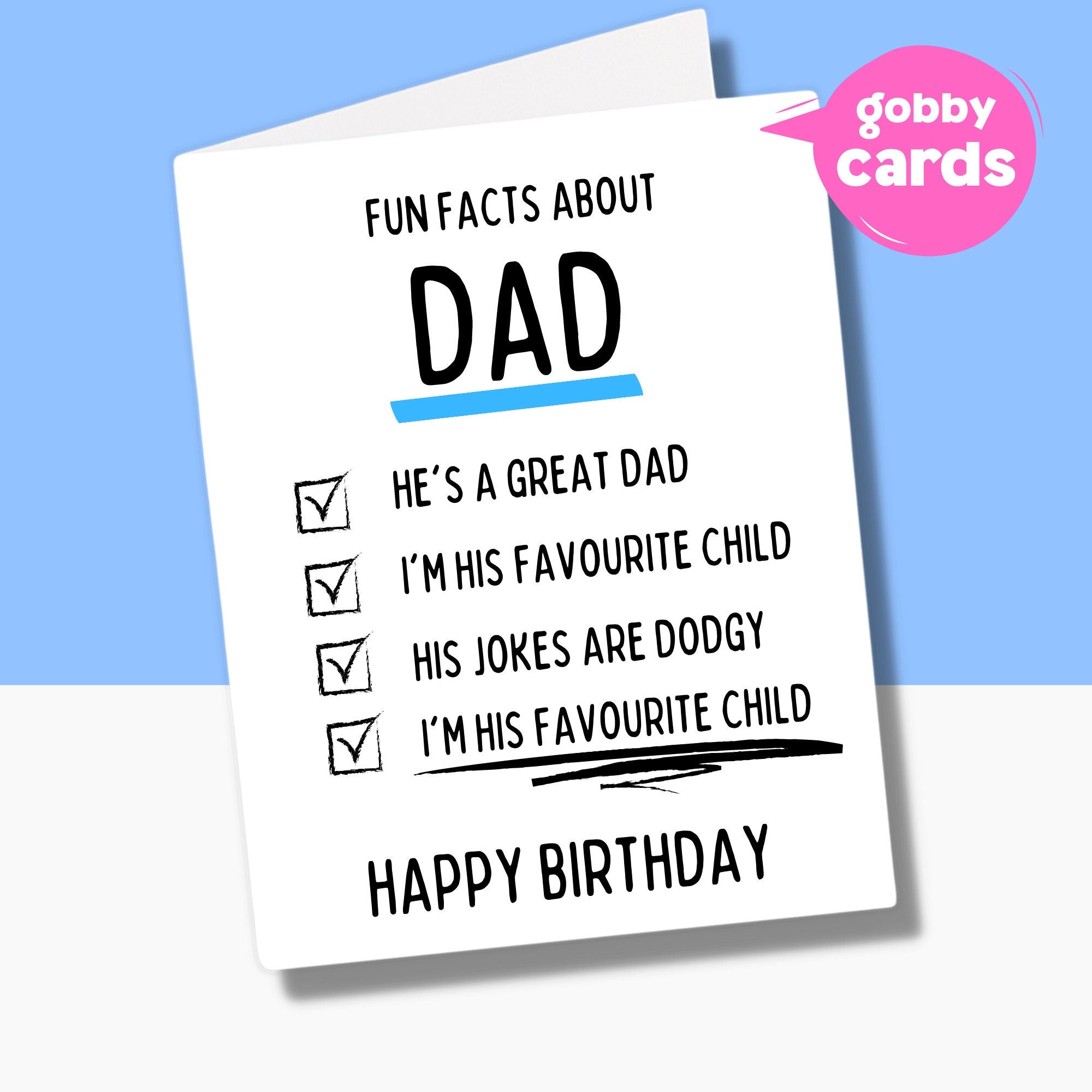 Funny Dad Birthday Card, Dad Birthday Card From Favourite Child, Rude Birthday Card For Dad