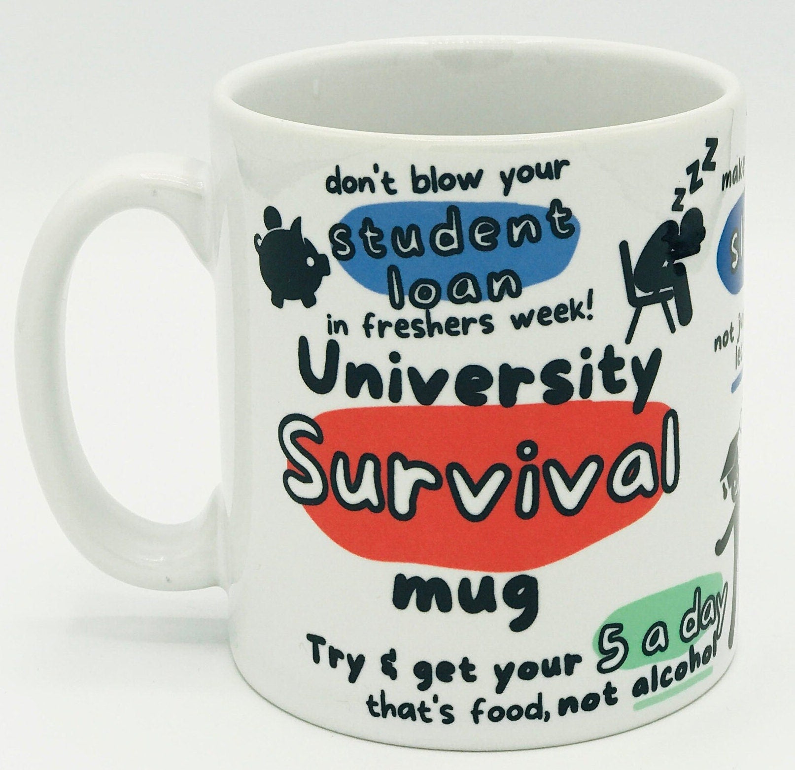 University Gifts, University Survival Mug, Funny Uni Gift, Starting University Present, New Student, Leaving for Uni, Good Luck, Off to Uni