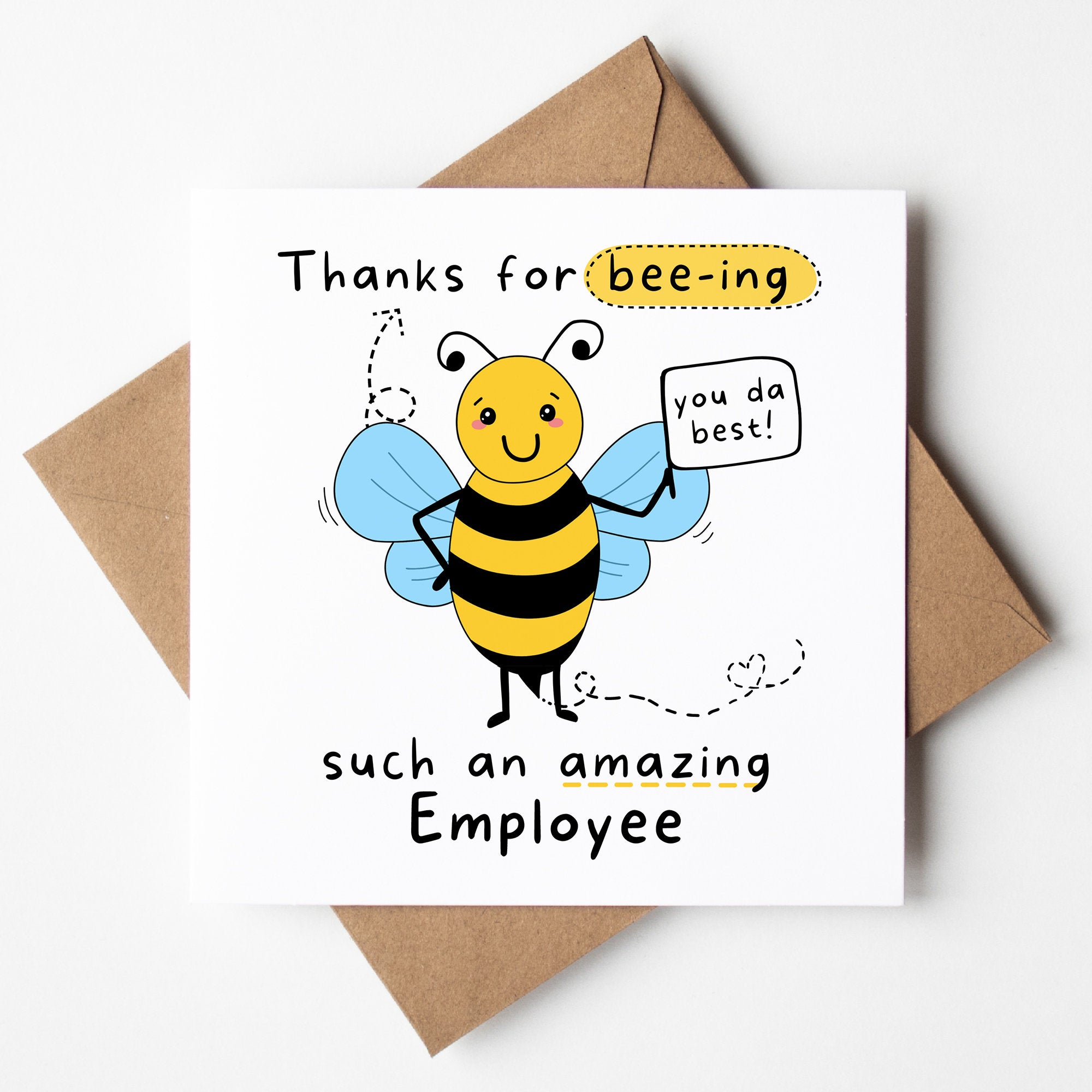 Thanks For Beeing Such An Amazing Employee, Cute Card, Bee Pun, Employee Thank You Card, From Boss, Employee leaving