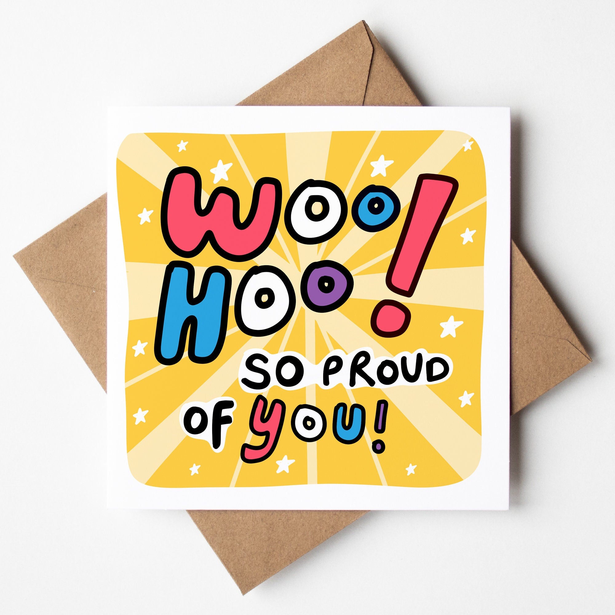 Woo Hoo So Proud Of You, You Passed, Exams Card, Funny Congratulations Card, Graduation, You Did It, New Job