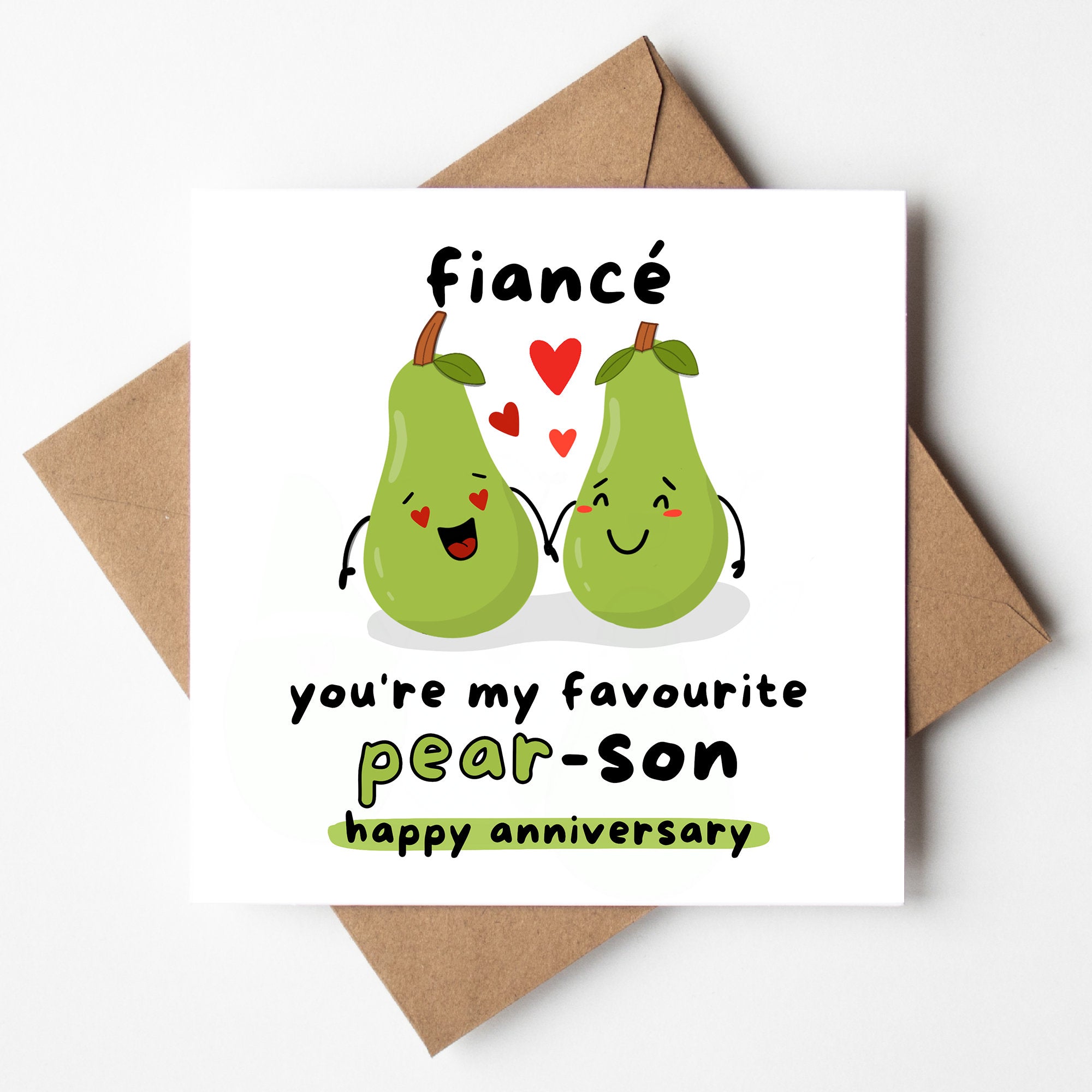 Fiance You're My Favourite Pear-son, Best Husband Ever, From Wife, Anniversary Card, For Him, Husband To be, Boyfriend, Cute, Greeting Card