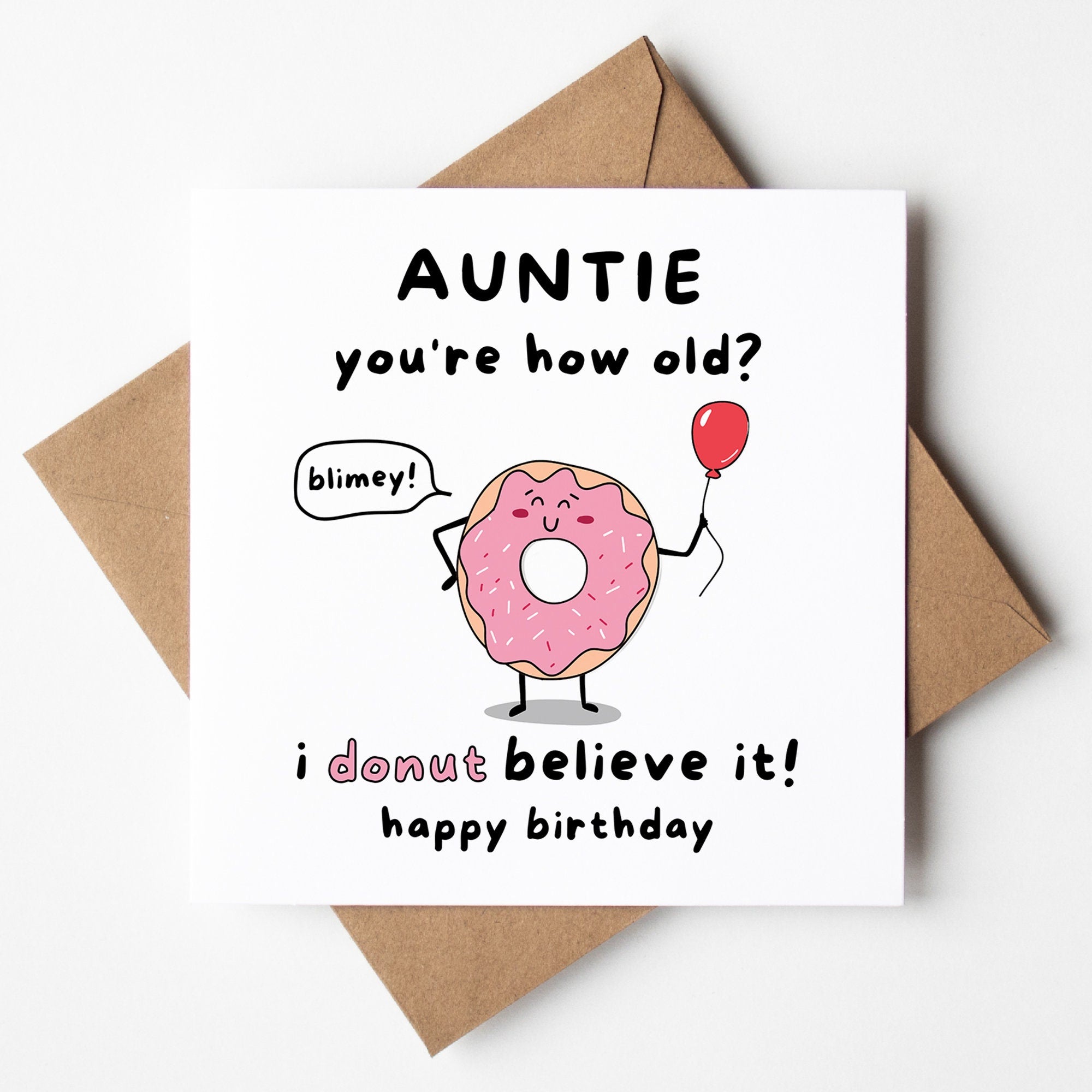 Auntie Birthday Card - Funny Donut Pun