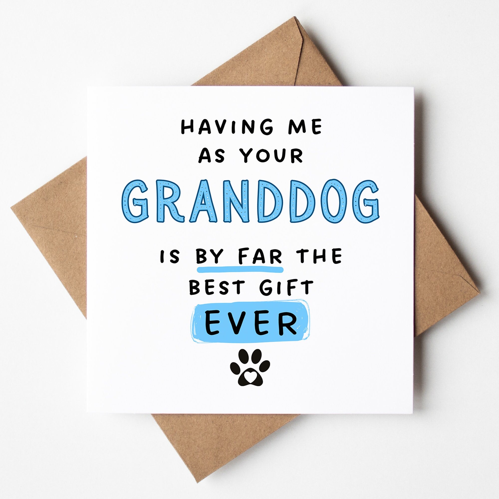 From the Dog, Granddog Card, Dog Nan, Dog Grandad, Dog Grandparent, Dog Lover, Dog grandbaby, Fur Baby Card