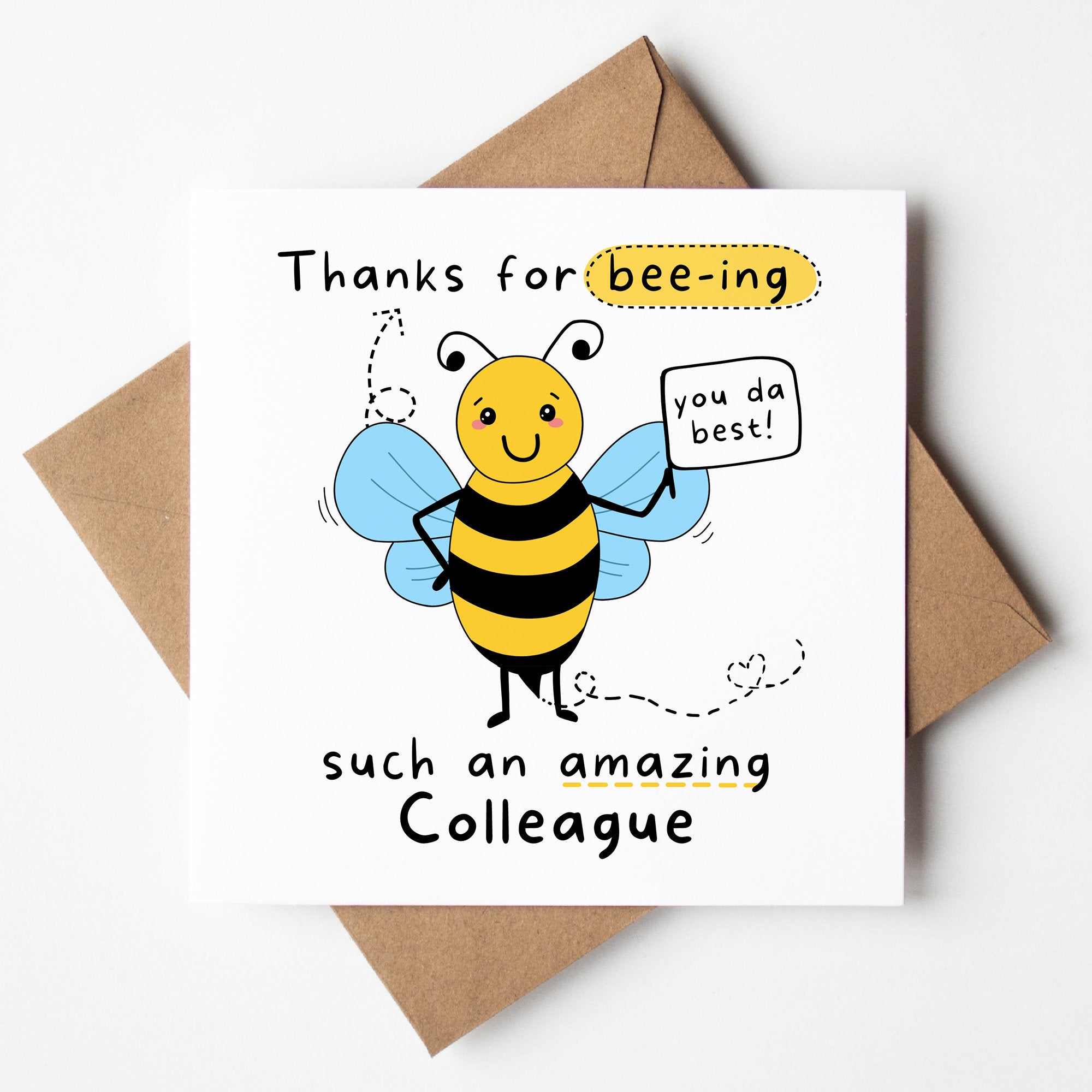 Thanks For Beeing Such An Amazing Colleague, Cute Card, Bee Pun, Colleague Thank You Card, Card For Colleague, Colleague Leaving Card