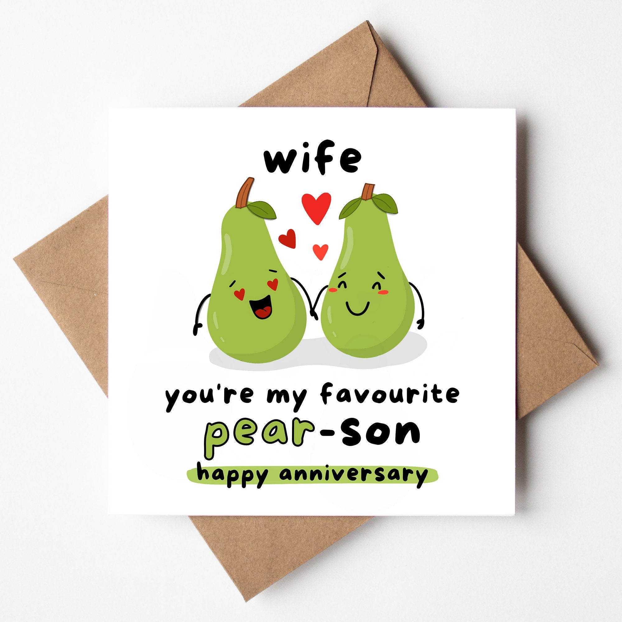Wife You're My Favourite Pear-son, Best Wife Ever, From Husband, Anniversary Card, For Her, Wife To be, Girlfriend, Cute, Greeting Card