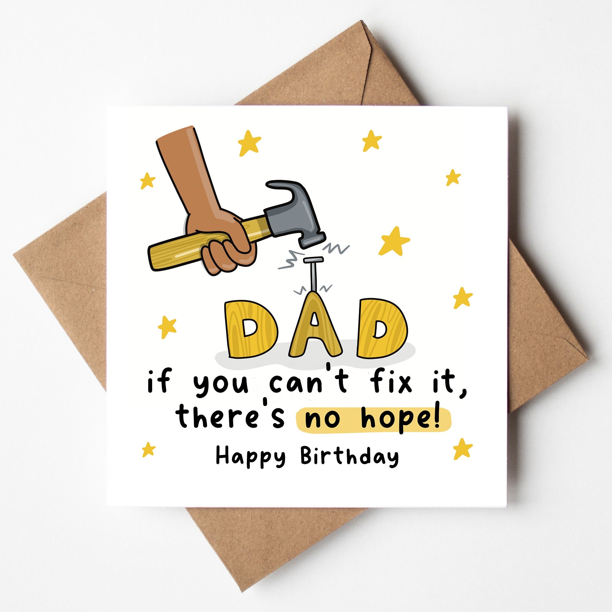 If Dad Can't Fix It, There's No Hope, Funny Dad Birthday Card, Birthday Card Daddy, Funny Dad Birthday Gift, Dad Card, Tools, DIY Dad Card