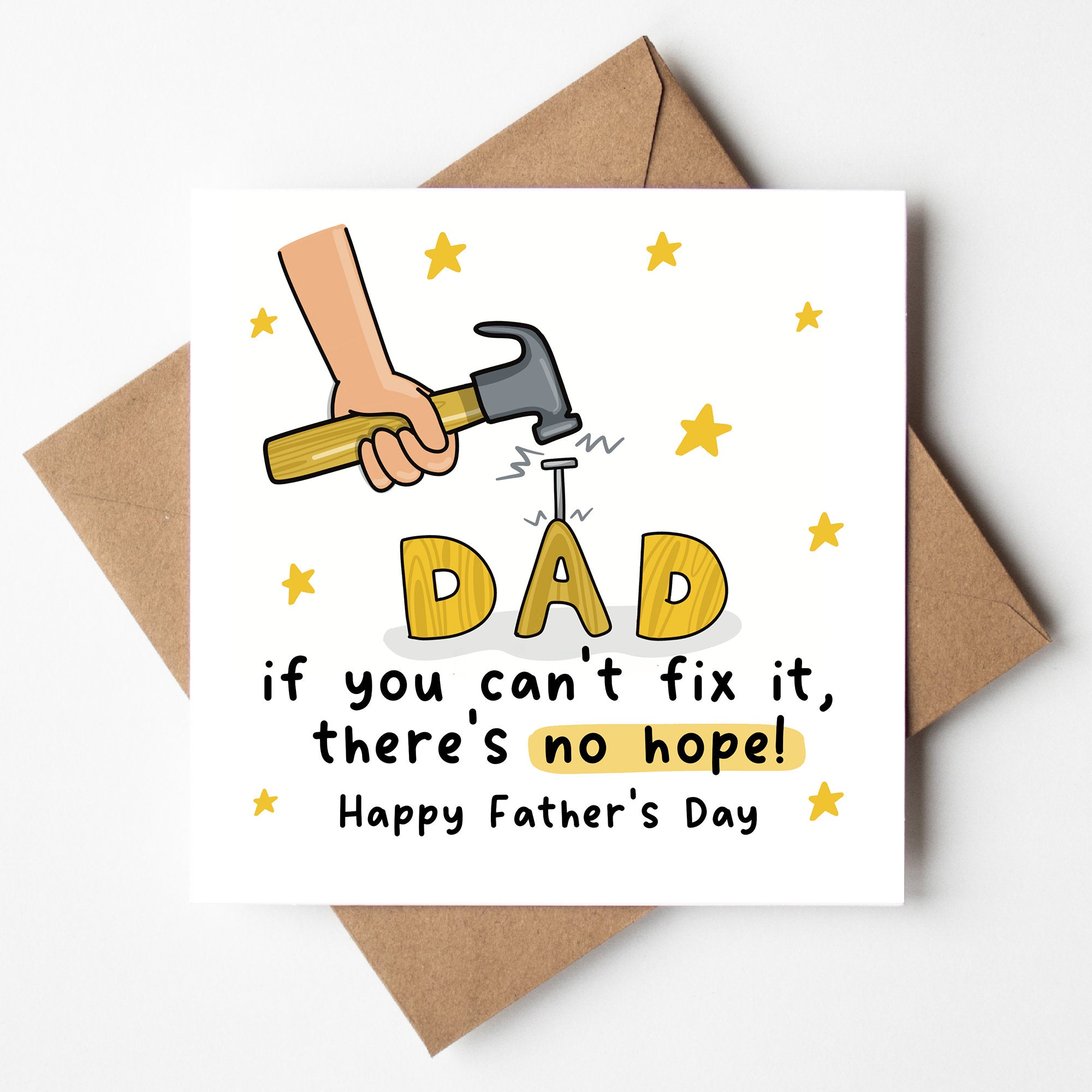 If Dad Can't Fix It, There's No Hope, Funny Father's Day Card, For Dad, DIY Father's Day Gift, Tools Gift