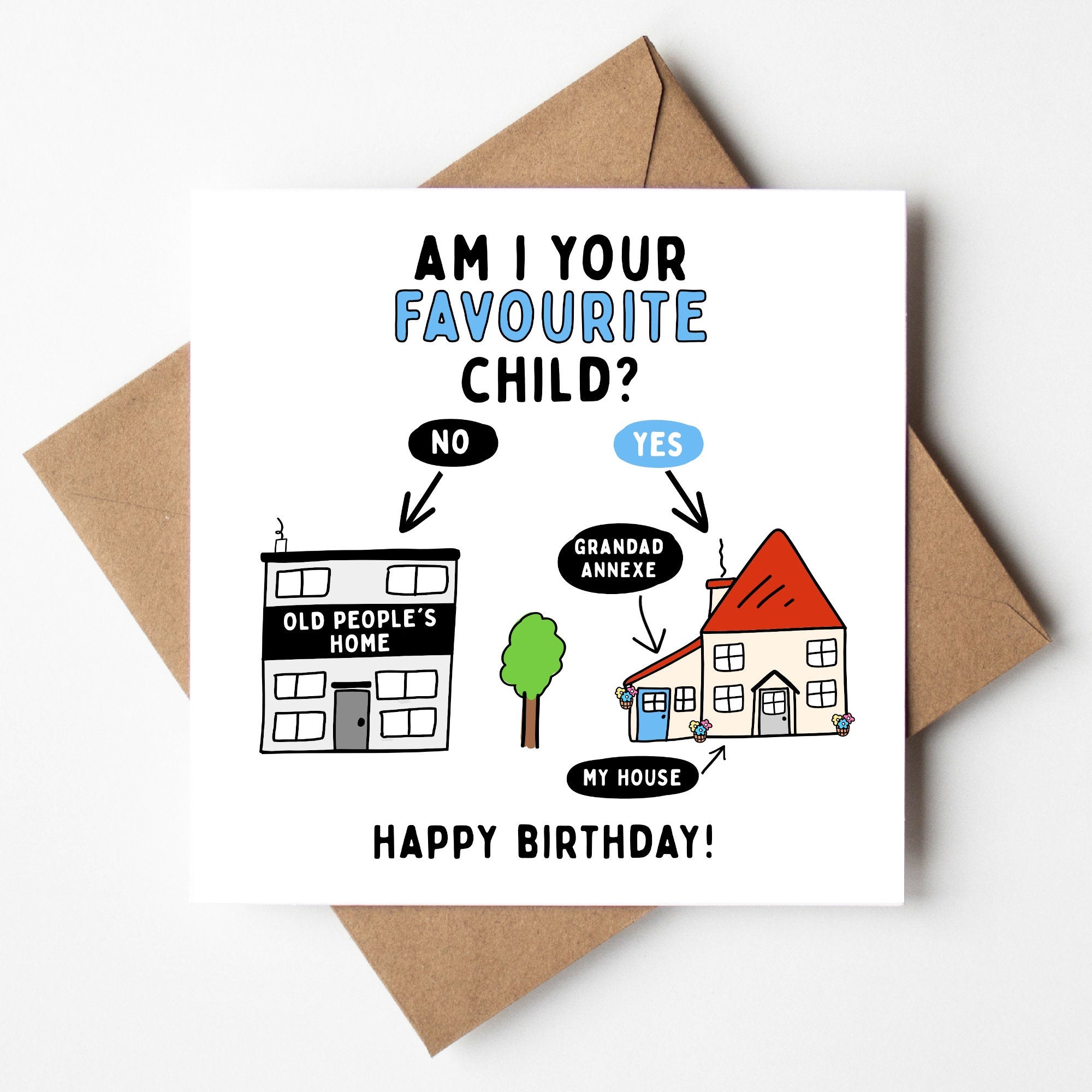 Funny Dad Birthday Card, Best Dad, Dad Birthday Card From Favourite Child, Rude Birthday Card For Dad